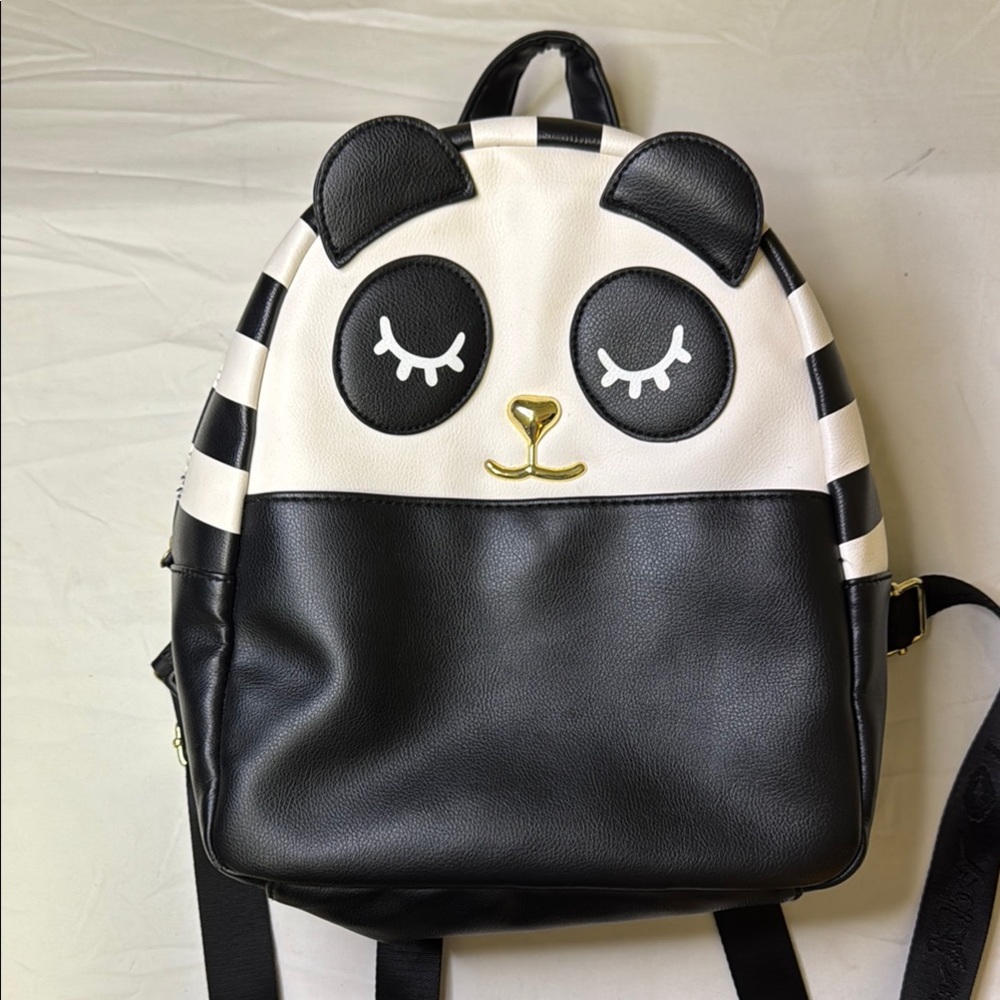 Betsey Johnson Black and White Panda Backpack with Playful Design